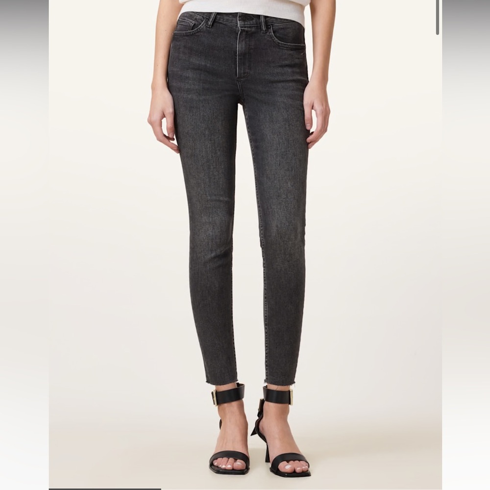 Women’s All Saints MILLER PUSH UP SKINNY FIT DENIM JEANS Black size 31.